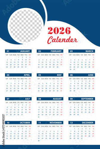 Calendar design 2026 template. 2026 calendar design template
