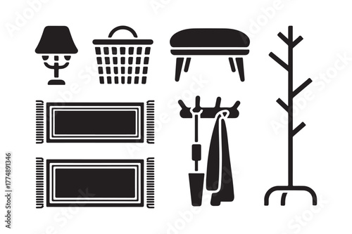 Collection of home decor and furniture icons