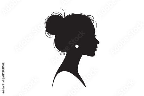 Elegant silhouette of a woman with her hair in a bun