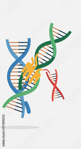 Abstract representation of DNA manipulation and genetic modification.