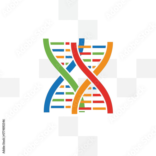 Colorful abstract representation of a DNA double helix structure.