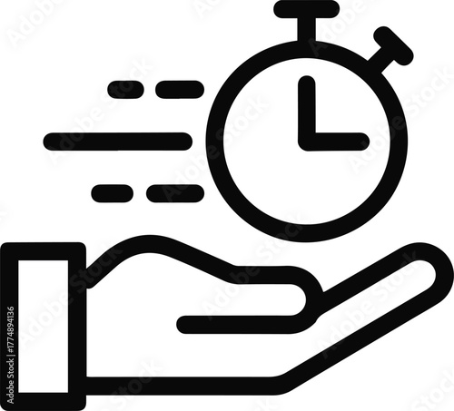 Time Management Icon | Minimalist Stopwatch and Productivity Symbol