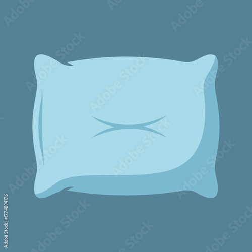 A light blue pillow rests on a dark blue background.