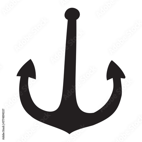 Anchor silhouette icon, nautical symbol for stability, maritime and sailing concept representing safety and hope
