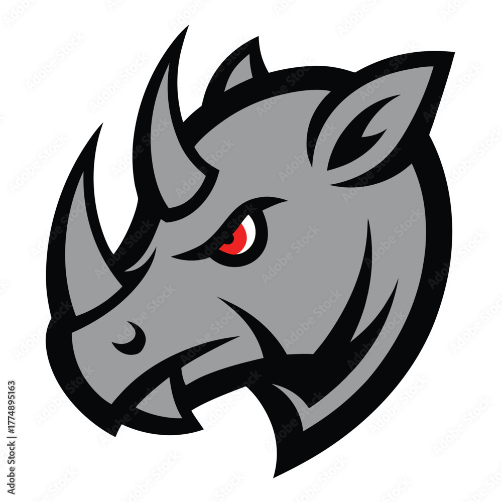 Fototapeta premium Imposing Rhinoceros Mascot Logo with Thick Skin