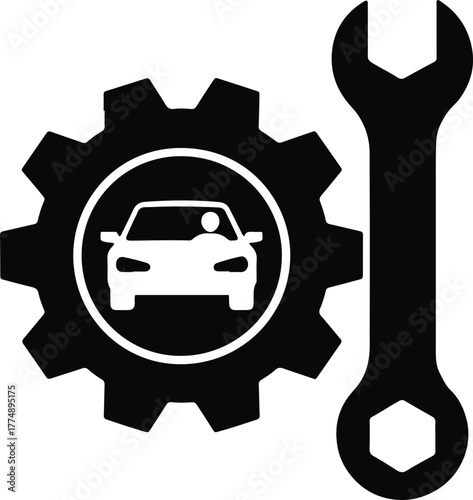 Car Service Icon | Automotive Repair and Maintenance Gear Vector