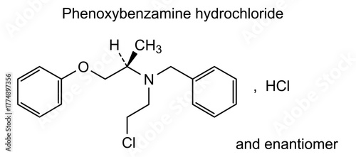 Phenoxybenzamine hydrochloride, chemical structure of phenoxybenzamine hydrochloride, drug substance