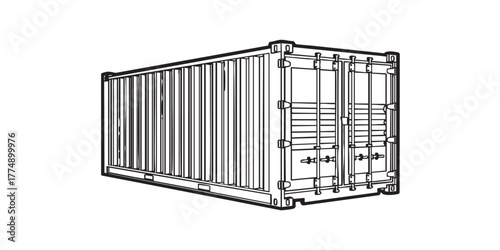 Minimalist shipping container outline
