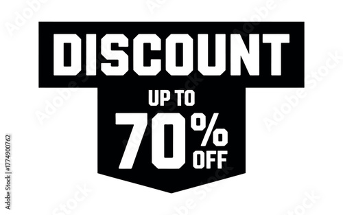 Bold graphic announcing a significant discount of up to 70% off