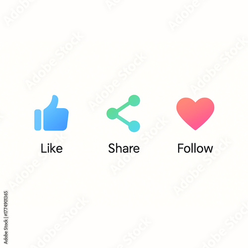 Like share and subscribe icons 