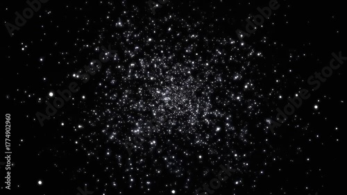 Animación 4K horizontal en formato 16:9 que muestra una explosión suave de puntos brillantes que nacen desde el centro y se expanden por todo el lienzo. Los destellos opacos generan una atmósfera eleg