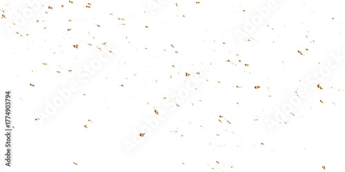 Abstract doted and confetti golden glitter and dust particles splatter on transparent background. Dust golden grunge background. Vector illustration.
