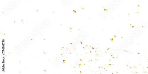 Falling shiny golden confetti isolated on transparent background. Bright festive tinsel of gold color. Golden confetti falling down isolated on transparent background.