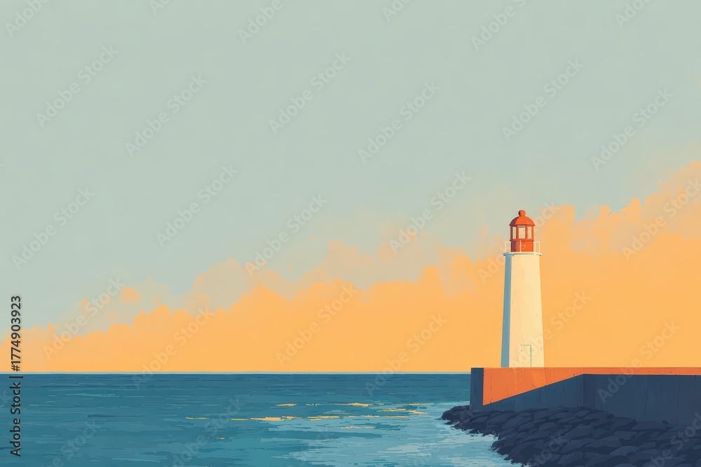 Fototapeta premium Lighthouse on a coast with strange rock formations