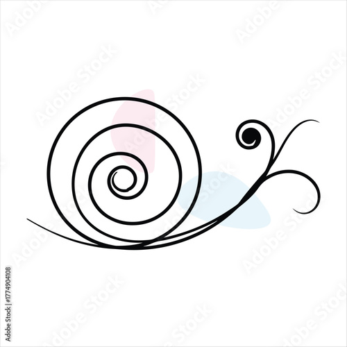 Black snail shell swirl with pastel shapes spiral organic