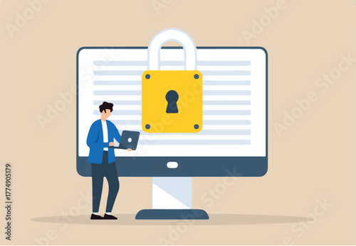 Save to Library Download Preview Preview Crop Find Similar File #: 1005668042Flat illustration of man encrypting sensitive data to protect from unauthorized access and ensuring confidentialit