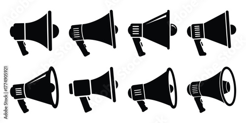 megaphone silhouette vector icon set