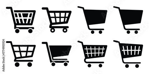 online shopping cart icon set