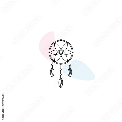 Dreamcatcher with feathers and pastel accents boho