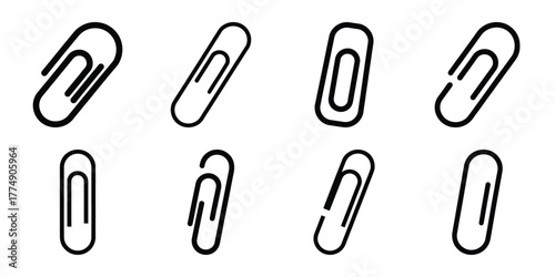 paper clip silhouette icon set