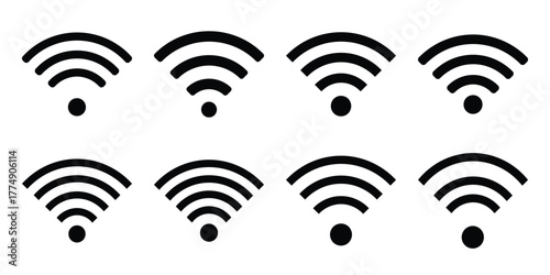 wifi signal silhouette icon set