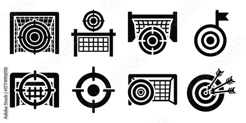 target goal silhouette icon set