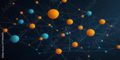 Abstract Network Connection Visualizing Digital Connectivity. A dynamic and visually captivating abstract image showcases a complex network of interconnected points and lines.	