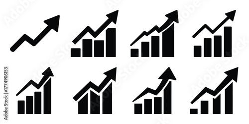 arrow growth silhouette icon set