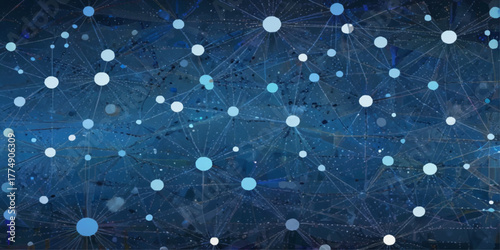 Abstract Network Connection Visualizing Digital Connectivity. A dynamic and visually captivating abstract image showcases a complex network of interconnected points and lines.	