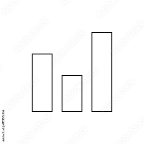 Illustration of a simple bar graph with three bars of varying heights in black outline on white