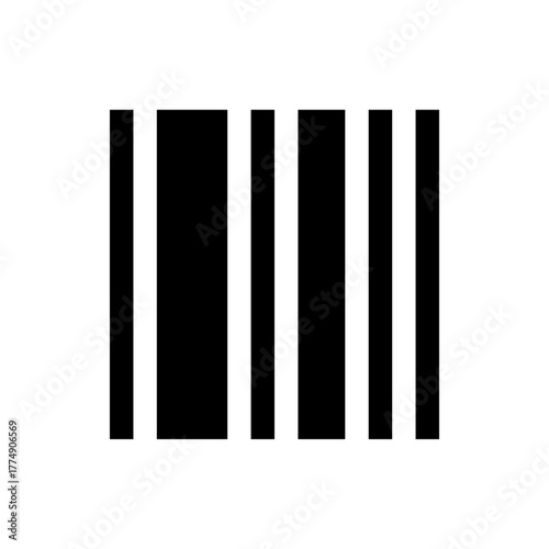Illustration of a barcode with alternating black and white vertical bars on a white background design element