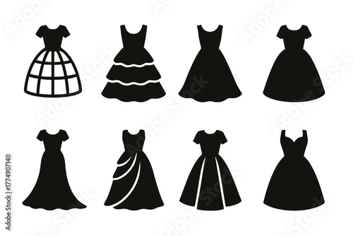 Vintage Dress Silhouettes. Solid style icons of vintage dress silhouettes: Crinoline Frame, Layered Petticoat, Flared Hem, Bell