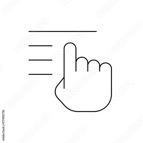 Hand touching menu icon with three horizontal lines representing options and navigation interface design