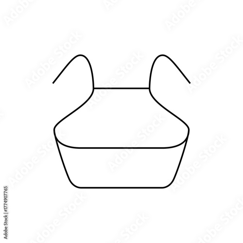 A simple line drawing of a baby car seat with head support and a rectangular base in a minimalist style