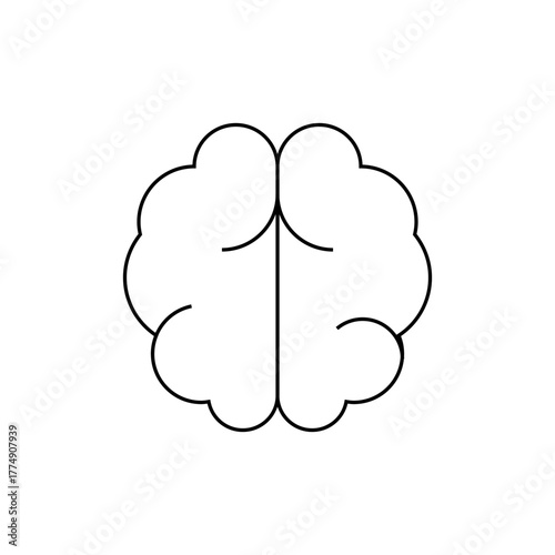 Minimalist outline of a human brain viewed from above showing two hemispheres in a simple design style