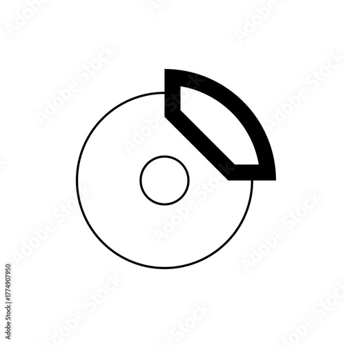 Illustration of a disc brake with a rotor and caliper in a minimalist black and white style drawing