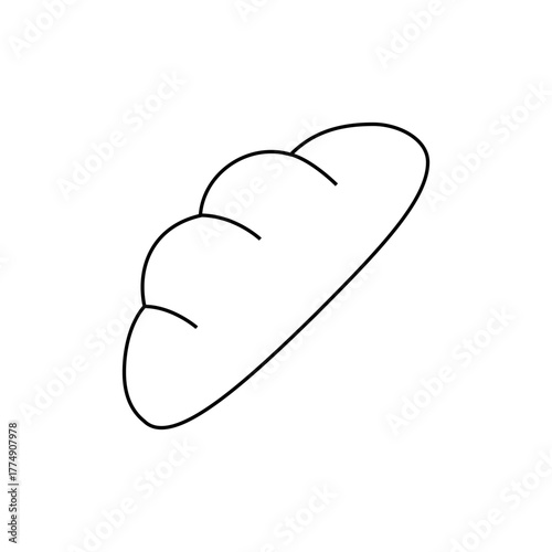 Simple line drawing of a loaf of bread with three rounded sections on top and a smooth oval shape 100