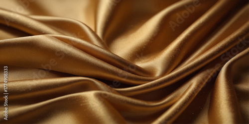 Cloth or fabric soft wavy texture background. gold silk background.	
