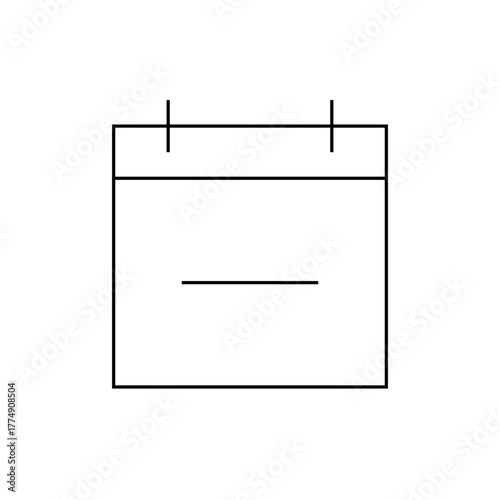 A simple calendar icon with a square shape and a horizontal line inside on a white background design icon