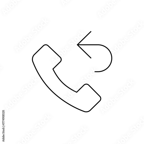 Outline drawing of a telephone receiver with an arrow indicating a missed call notification icon present 100