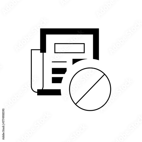 Illustration of a fax machine with a no symbol indicating faxing is not allowed or unavailable here
