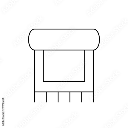 Illustration of a vintage game cartridge with a rectangular label and a series of vertical lines at the base