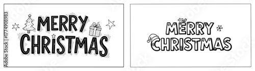 Hand‑lettered 'Merry Christmas' word art set – playful typography badges