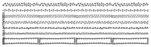 Snowflake bead chain borders – delicate seamless winter pattern for greeting cards