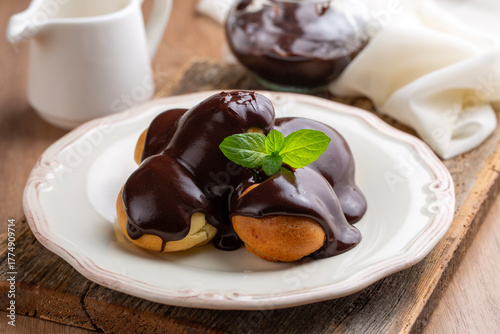 Delicious profiteroles with...