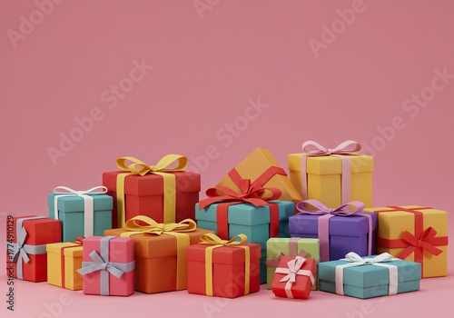 A vibrant assortment of beautifully wrapped gifts and exciting prizes, symbolizing a generous distribution and the thrill of winning ,assortment ,generosity ,award