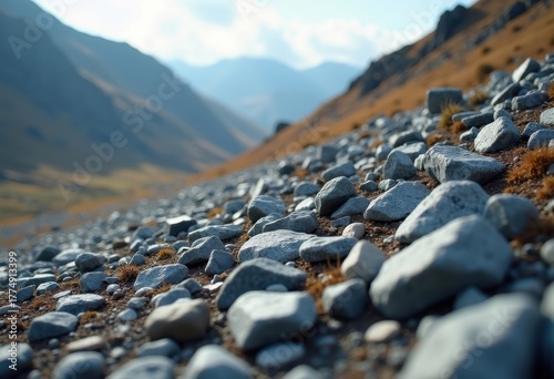 Scree Debris Fastener Rugged Slope Annealed Rock Loose Gravel Fragmentation Clustering