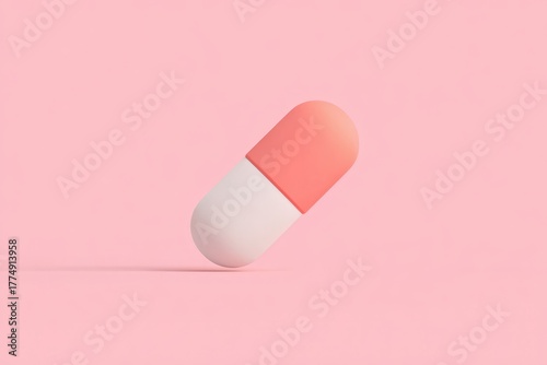 A single black pill on a white background