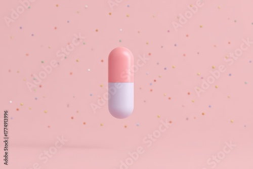 A stack of yellow tablets on a pink background