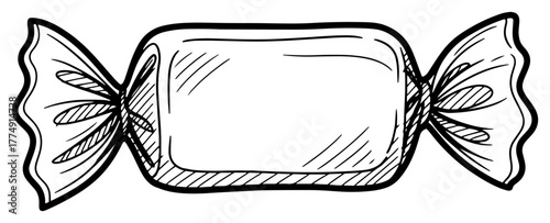 Wrapped Candy Sweet Sketch – Hand‑Drawn Christmas Treat Vector Illustration for Seasonal Designs